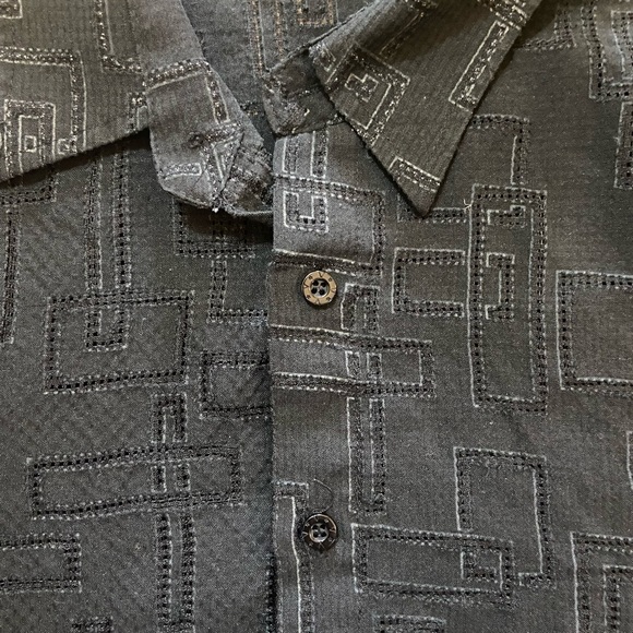 Men’s Vese Black Rayon Blend Short Sleeve Button-down Size Large - Picture 4 of 5